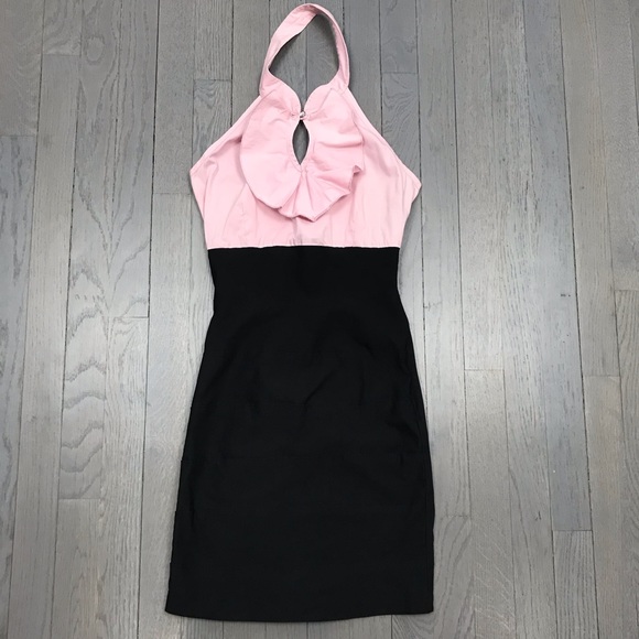 No Brand Dresses & Skirts - Pink Black Halter Top Ruffle Gem Jewel Mini Dress